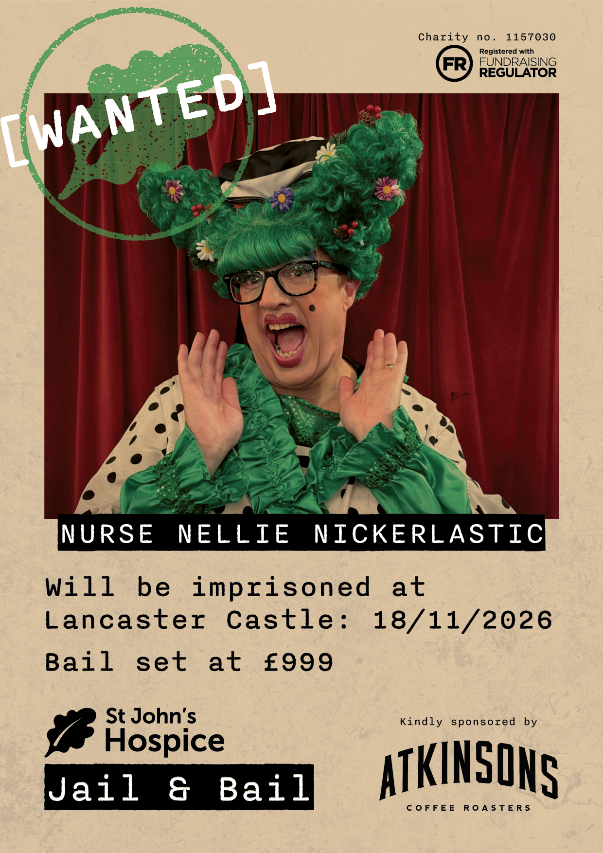 Featured image for “Free Nurse Nellie! Lancaster Footlights Dame lands behind bars for St John’s Hospice!”